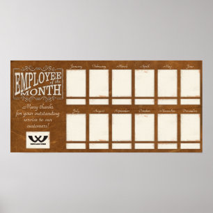 Poster Empregado de couro da exibição de fotos mensal