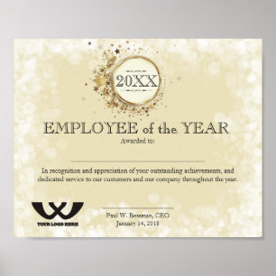 Poster Empregado de emblema em ouro falso do certificado 