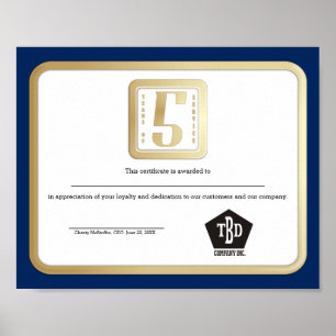 Pôster Empregado do ouro do falso 5 anos de prêmio do