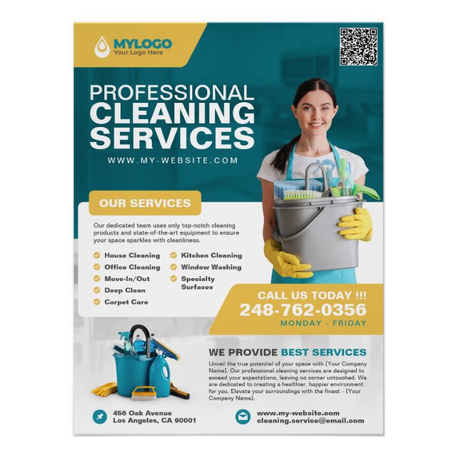 Pôster Empresa de serviços de limpeza profissional (Frente)