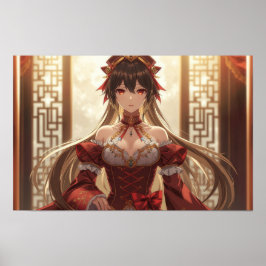 Poster Empress of the East: Anime Girl in Luxurious Red D