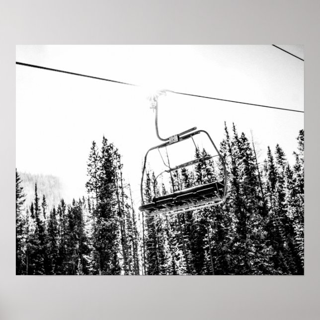 Poster Empty Skilift // Black and White Winter (Frente)