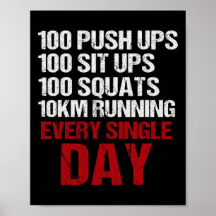 Poster Empurre Ups Sit Ups Squats Executando Energia De C