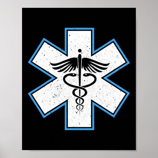 Poster Emt Paramedic Star - Caduceus Ems First Responder (Frente)
