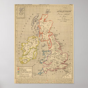 Pôster En 1100 de Angleterre, de Ecosse, de Irlande e de