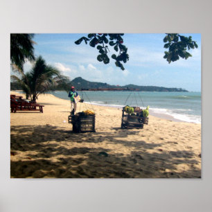 Pôster Encalhe a praia de Vendings… Lamai, Koh Samui