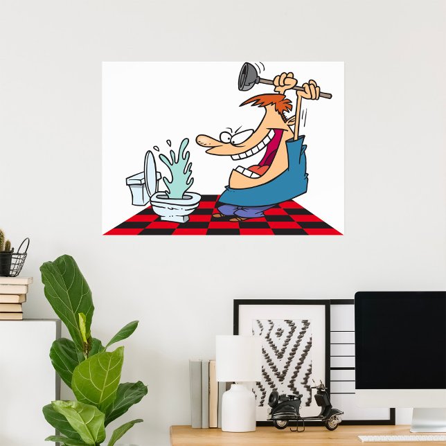 Poster Encanador Engraçado Desbloqueando Um Banheiro (Criador carregado)