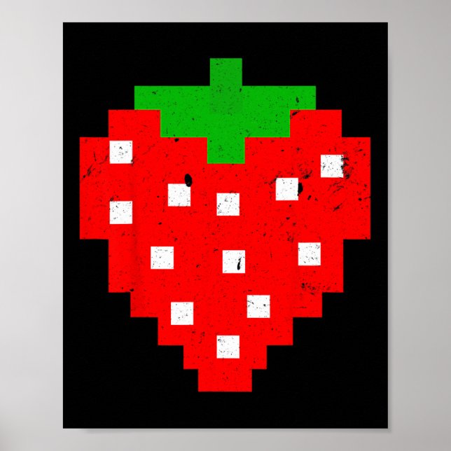Poster Encantado de videogame de Pixel Strawberry dos ano (Frente)