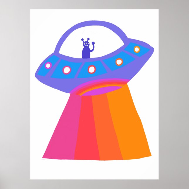 Poster Encantador Aliens espaciais marcianos UFO Cute (Frente)
