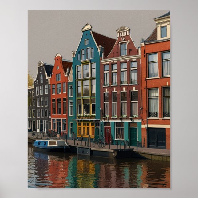Poster Encantadora Cidade de Amsterdã (Frente)