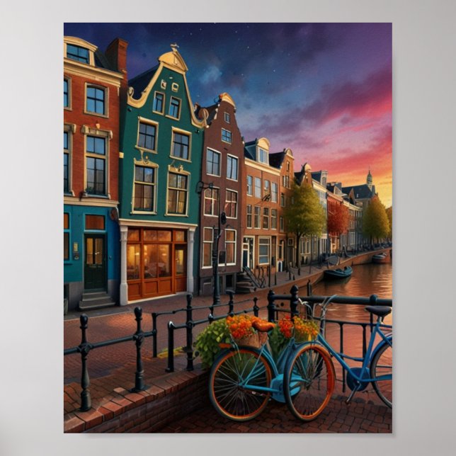 Poster Encantadora Cidade de Amsterdã (Frente)