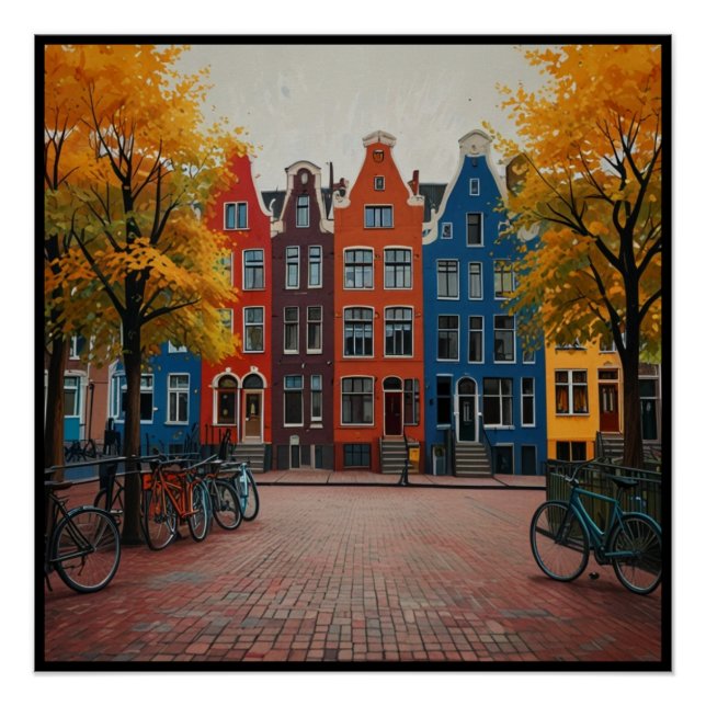 Pôster Encantadora Cidade de Amsterdã (Frente)