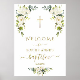Poster Encantadora de Rosas Brancas Selvagens Batismo Sin