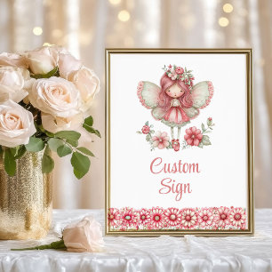 Poster Encantadora Menina Fada Rubor Floral Aniversário P