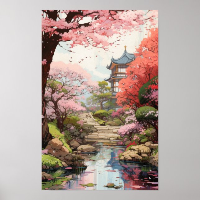 Poster Encantando Cereja Blossom Garden Studio Ghibli-Ins (Frente)