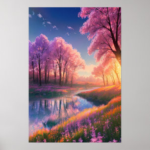 Poster Encantando o desdobramento do pôr do sol no Riverl