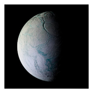 Pôster Enceladus lua Saturno astronomia telescópio univer
