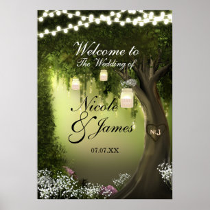 Poster Enchanted carvalho do casamento do jardim