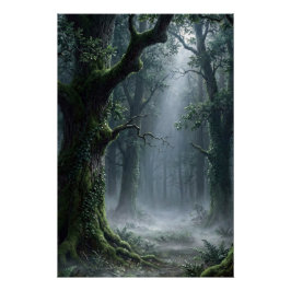Pôster Enchanted Forest | Misty Woodland Fantasy Poster