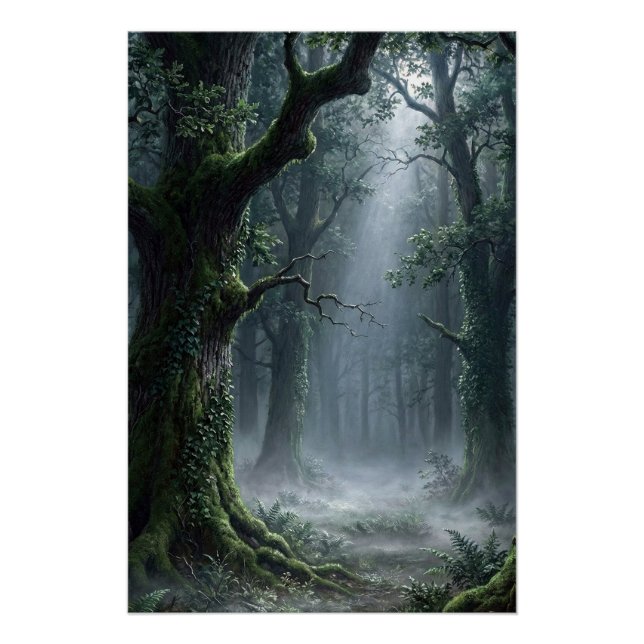 Pôster Enchanted Forest | Misty Woodland Fantasy Poster (Frente)