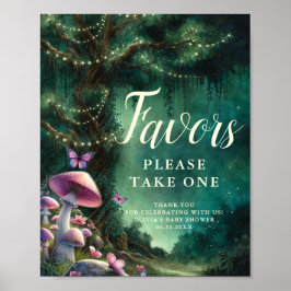 Poster Enchanted Forest Mushrooms Favors Sign Baby Shower