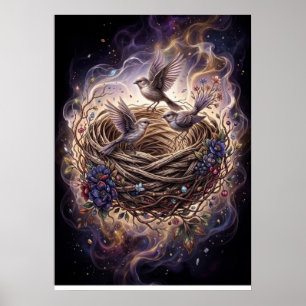 Poster Enchanted Nest of Magical Birds