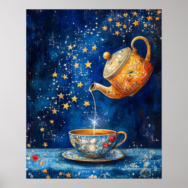 Poster Enchanted Tea Pot & Cup Celestial (Frente)