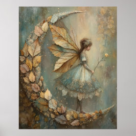 Poster Enchanted Woodland Leaf Fairy Fantasy Art