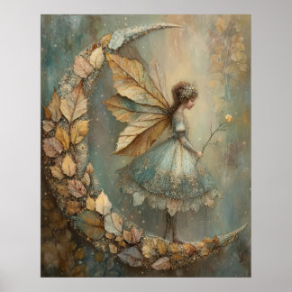 Poster Enchanted Woodland Leaf Fairy Fantasy Art