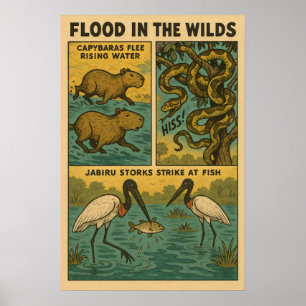Poster Enchente nas Selvas – Capivaras, Cobras & Jabiru A