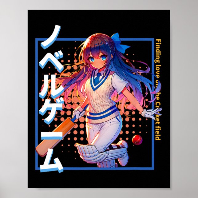 Poster Encontrando Amor No Campo de Críquete Visual Novel (Frente)