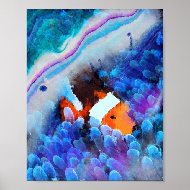 Poster Encontrar Nemo - Abstrato de arte submarina (Frente)