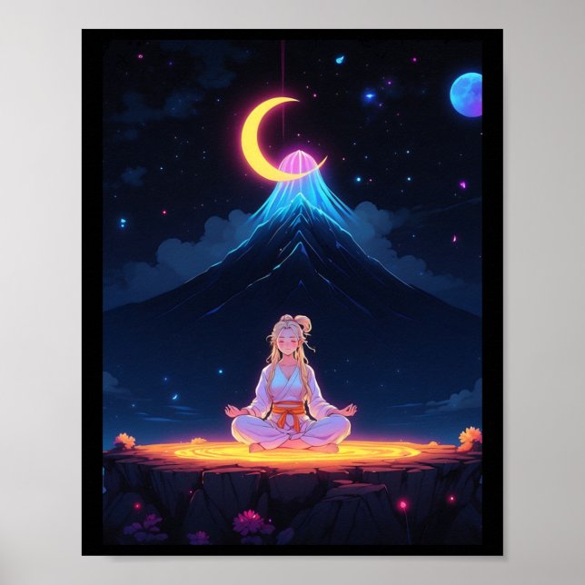 Poster Encontrar Serenidade No Silêncio Do Bloco Noturno (Frente)