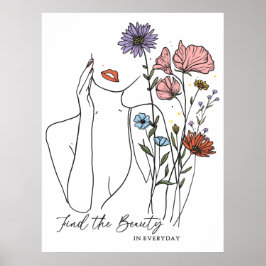 Poster Encontre A Beleza Na Cotação Inspiracional Do Dia