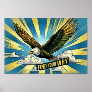 Poster Encontre a sua razão - Águia Motivacional em Voo