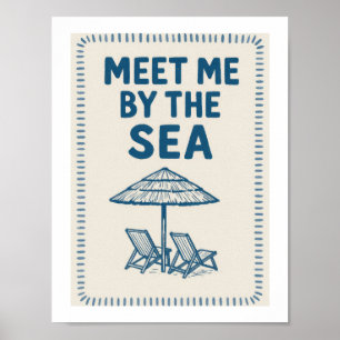 Poster Encontre-me ao Mar Tipografia Retro Praia Lounge