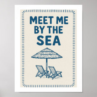 Poster Encontre-me ao Mar Tipografia Retro Praia Lounge