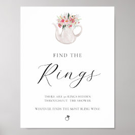 Poster Encontre o Sinal de Jogo de Chá de Noiva dos Anéis