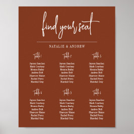 Poster Encontre Seu Assento Boho Terracotta Casamento