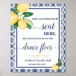 Poster Encontre Seu Assento Recepção de Casamento Mediter