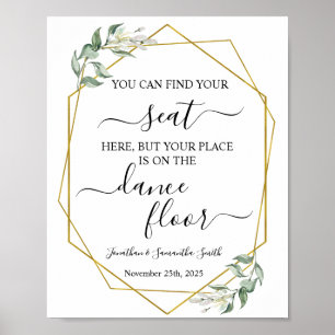 Poster Encontre seu assento recepção de casamento verde