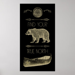 Poster Encontre seu compasso das setas do urso da canoa