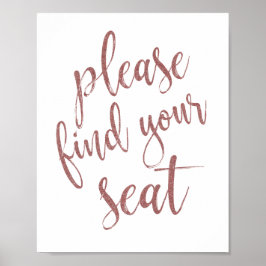 Poster Encontre seu sinal de Rosa de assento Dourado 8x10