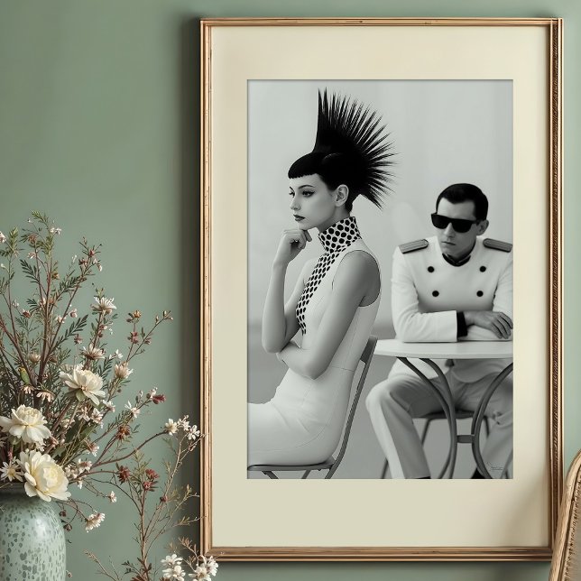 Poster Encontro Chic: Moda Monocromática de Vanguarda (Criador carregado)