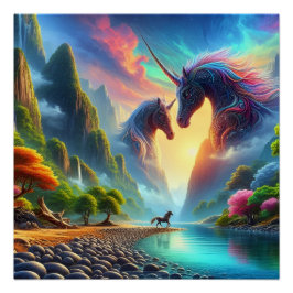 Pôster Encontro Majestoso em um Vale Colorido - Elegante