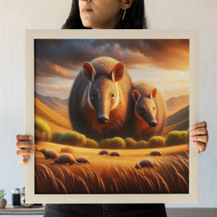 Poster Encontro Pacífico: Dois Aardvark no Campo Idílico