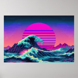 Poster Encontro Vaporwave com a Majestade do Oceano