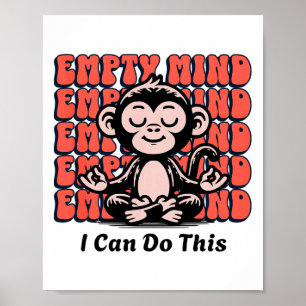 Poster Encorajamento de Macaco Meditando, Meditação de Yo