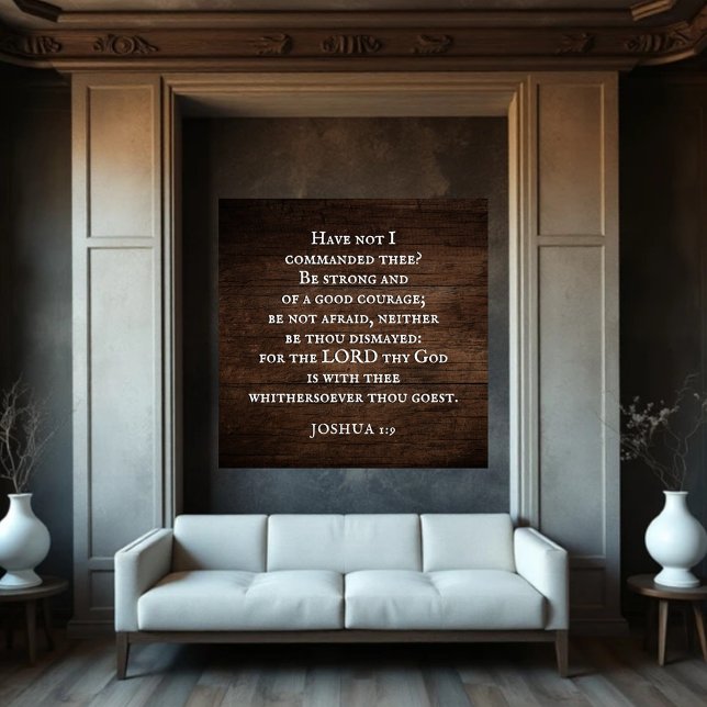 Poster Encorajando Joshua 1:9 Rei James Bíblia Verse (Criador carregado)