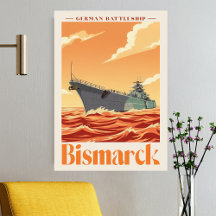 Encouraçado Alemão Bismarck - Cartaz Naval Antigo